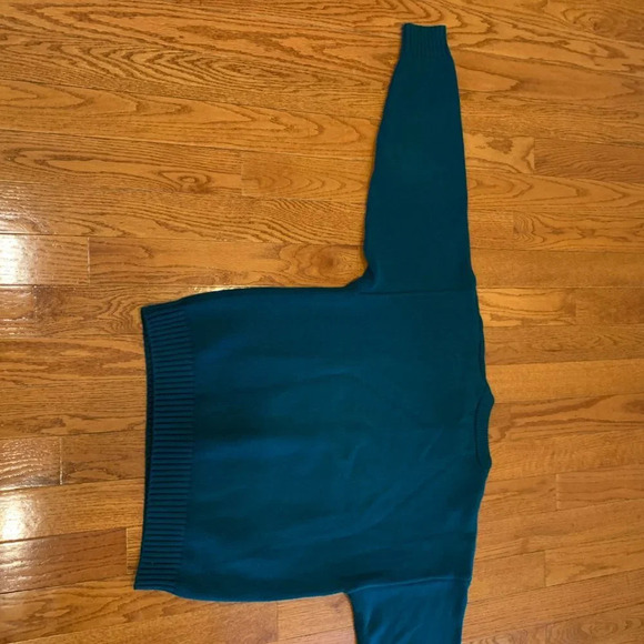 Vintage 90s Eddie Bauer Mens Large 100% Cotton Knit Dad Sweater Green - Picture 11 of 16